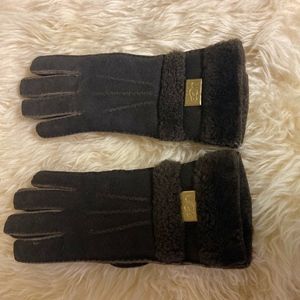 Ugg Shearling & Sheepskin Gloves in Brown, Sz Med